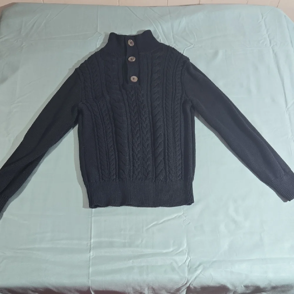 GAP Kids Size Small 6/7 Black  Cable Knit Turtleneck Sweater